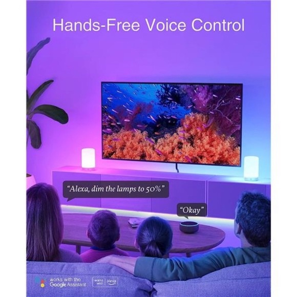 Smart Lamp, LED Bedside Touch Lamps Compatible with Alexa and Google Home,App Go - Picture 2 of 6